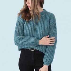 Green knitted sweater y2k long sleeve oversized street wear going out retro top